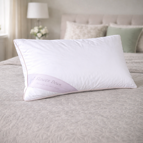 Flower down pillow made with recycled down and kapok blend - Balance Night Ireland