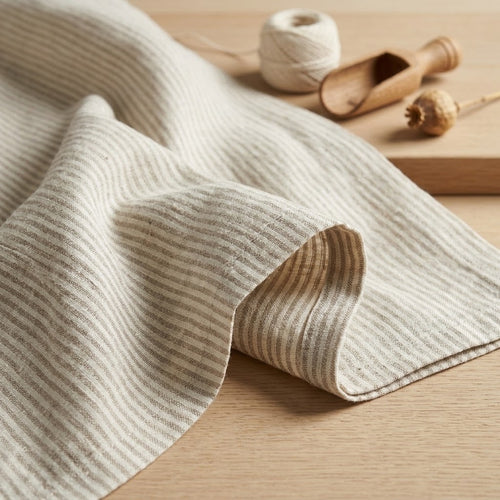 100% Natural Linen Stone-Washed Pillowcase - pinstripe
